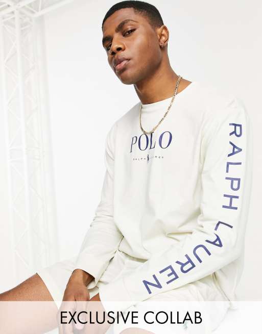 Polo Ralph Lauren x ASOS Exclusive collab long sleeve t-shirt in cream with  chest and arm logo | ASOS