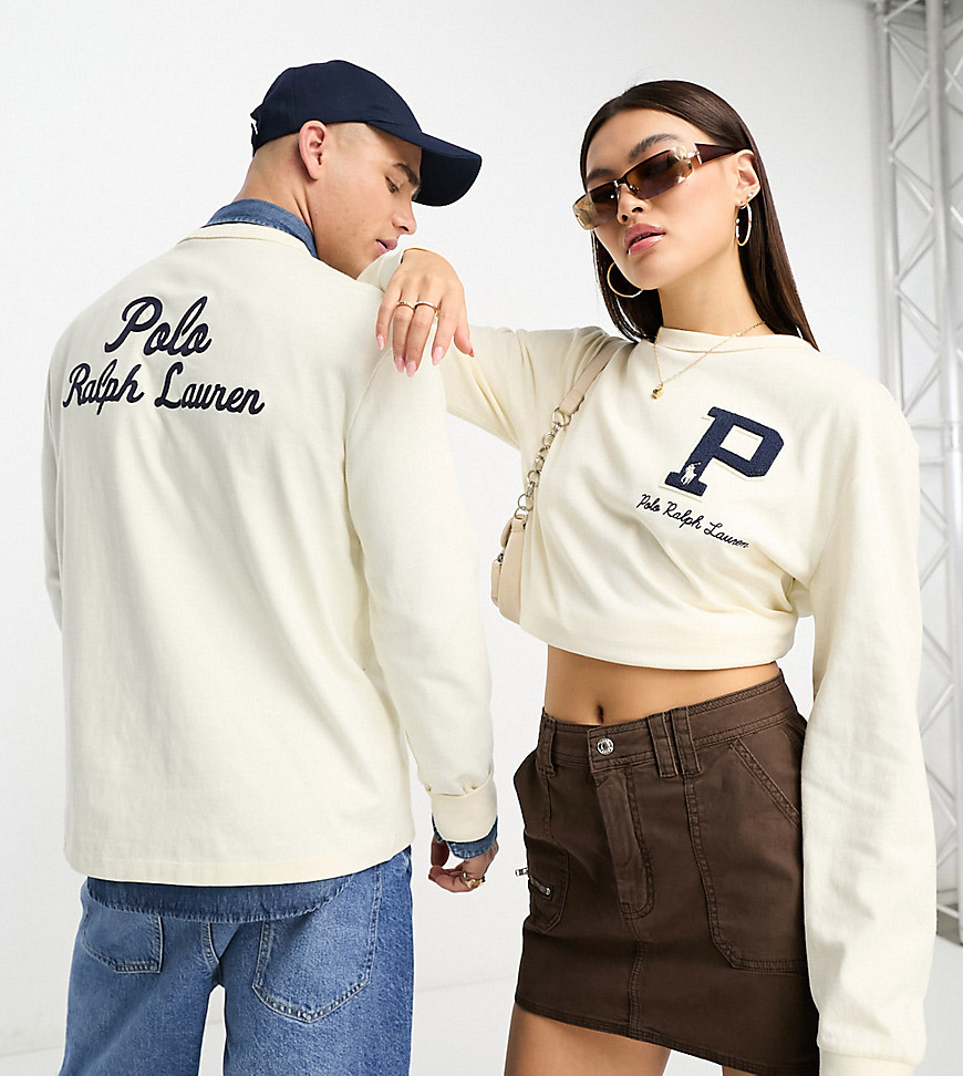 Polo Ralph Lauren x ASOS exclusive collab long sleeve t-shirt in cream with logo-White