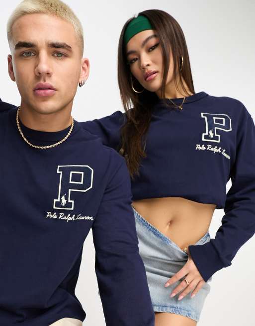 Polo Ralph Lauren x ASOS exclusive collab long sleeve t-shirt in navy with  logo