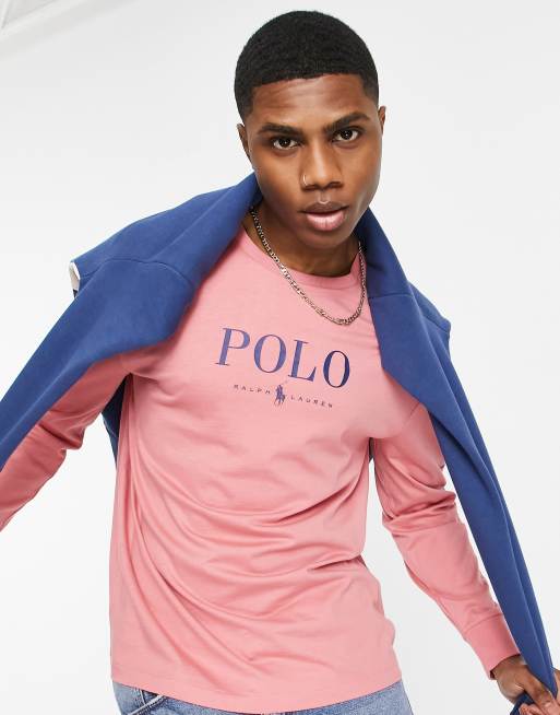 Polo Ralph Lauren x ASOS exclusive collab long sleeve t shirt in pink with chest and arm logo