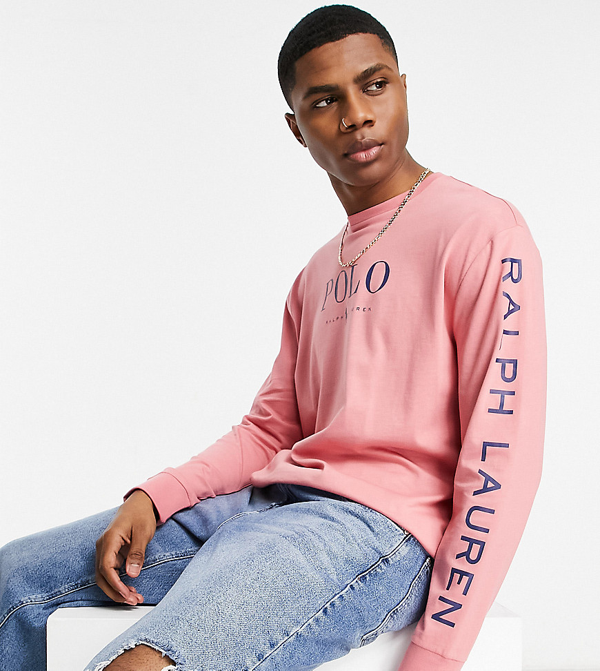 Polo Ralph Lauren x ASOS exclusive collab long sleeve t-shirt in pink with chest and arm logo