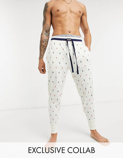 Polo Ralph Lauren x ASOS exclusive collab lounge joggers in cream with ...