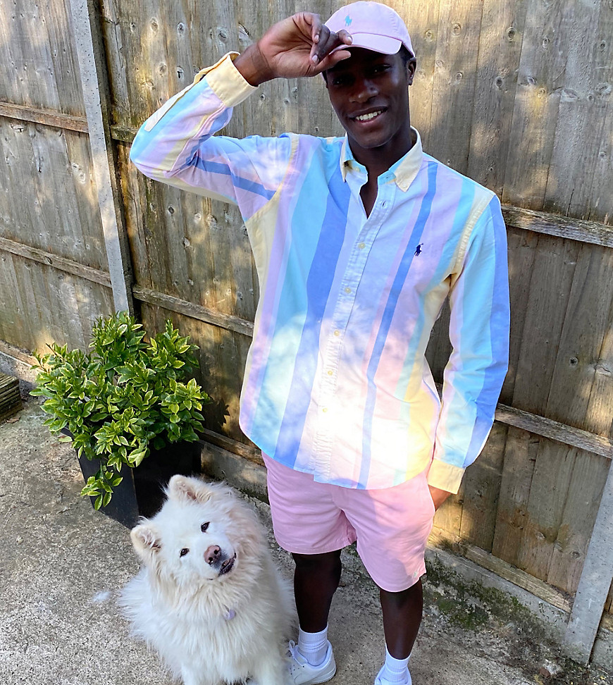 Polo Ralph Lauren x ASOS Exclusive Collab – Marinblå och flerfärgad, randig skjorta med klassisk passform och logga