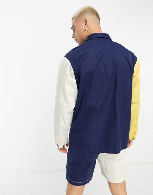 Polo Ralph Lauren x ASOS exclusive collab overshirt in cream, navy colour  block with pocket logo