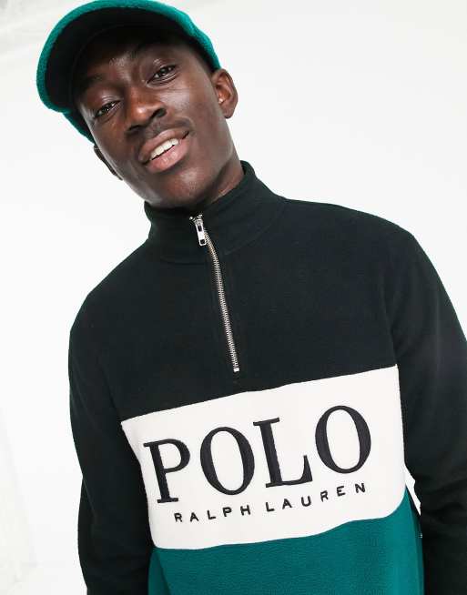 Polo Ralph Lauren icon logo color block hybrid half zip sweatshirt