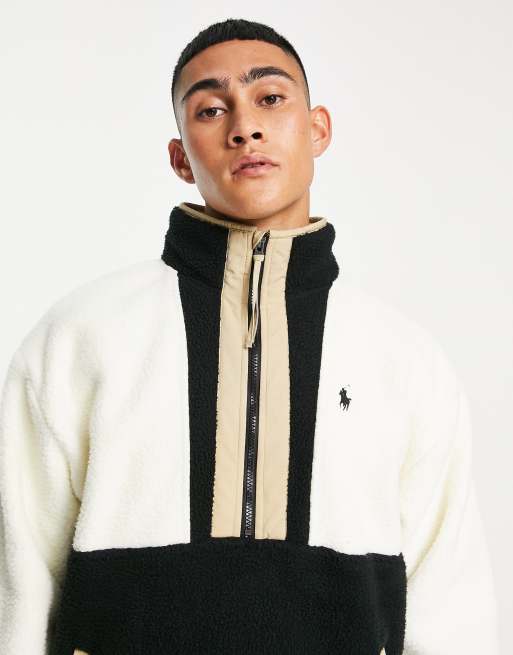 Polo Ralph Lauren x ASOS exclusive collab polar fleece half zip in cream  with pockets | ASOS