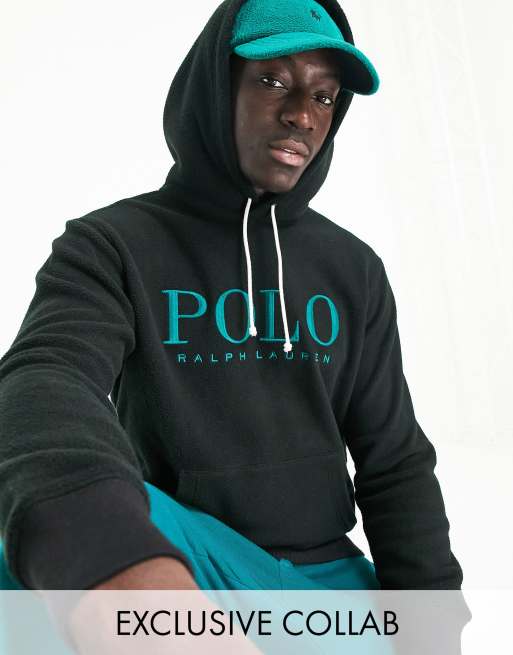 Polo Ralph Lauren x ASOS exclusive collab polar fleece hoodie in black with chest logo ASOS