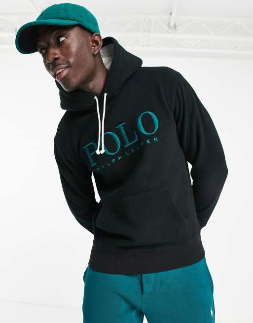 Polo Ralph Lauren x ASOS exclusive collab polar fleece hoodie in black with  chest logo