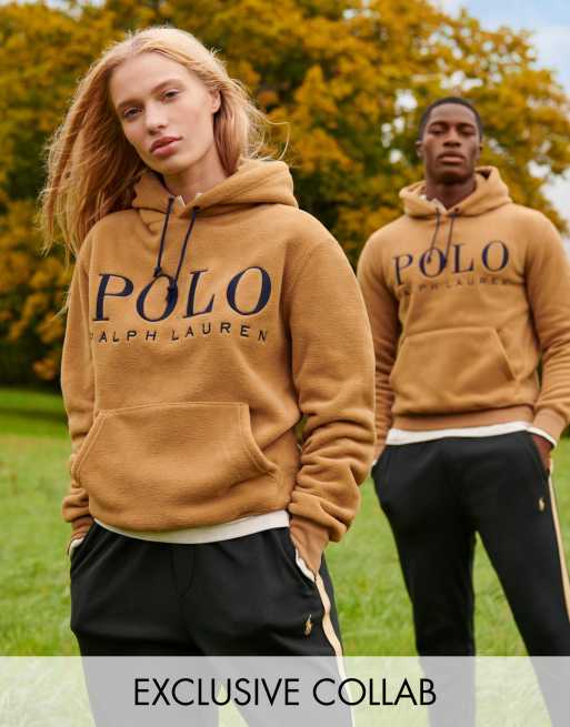 Polo Ralph Lauren x ASOS exclusive collab polar fleece hoodie in khaki with chest logo