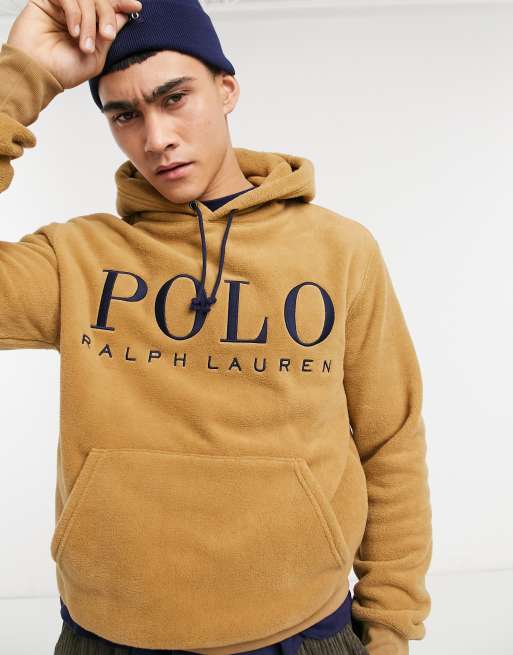 Polo Ralph Lauren x ASOS exclusive collab polar fleece hoodie in khaki with  chest logo | ASOS