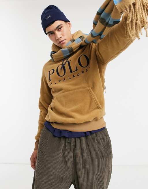 Polo Ralph Lauren x ASOS exclusive collab polar fleece hoodie in khaki with  chest logo | ASOS