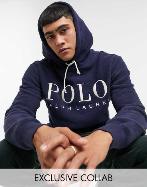 Polo Ralph Lauren x ASOS exclusive collab polar fleece hoodie in navy with  chest logo | ASOS