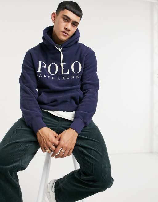 Polo Ralph Lauren x ASOS exclusive collab polar fleece hoodie in navy with  chest logo | ASOS