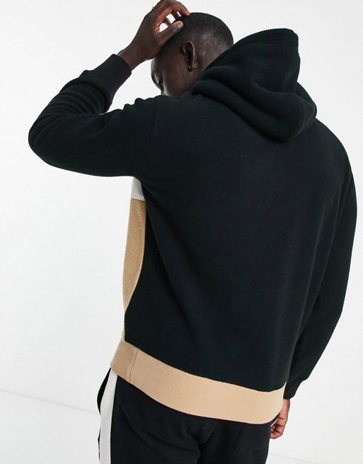 Polo Ralph Lauren x ASOS exclusive collab polar fleece hoodie in tan/black  colour block with chest panel logo | ASOS