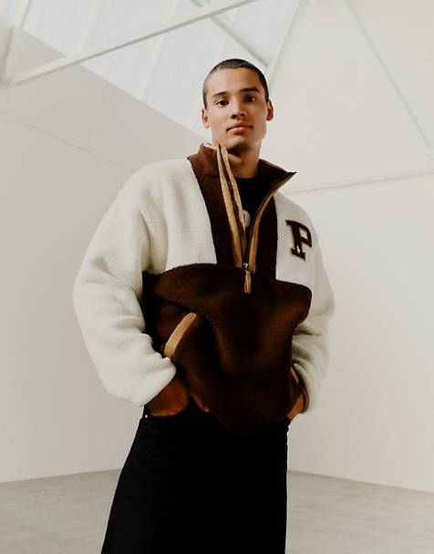 폴로 랄프로렌 Polo Ralph Lauren x ASOS exclusive collab poler fleece half zip with logo in cream brown,MULTI
