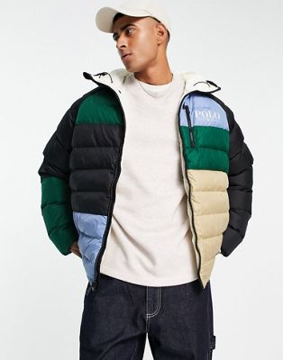 Polo Ralph Lauren x ASOS exclusive collab puffer jacket with hood in colour block