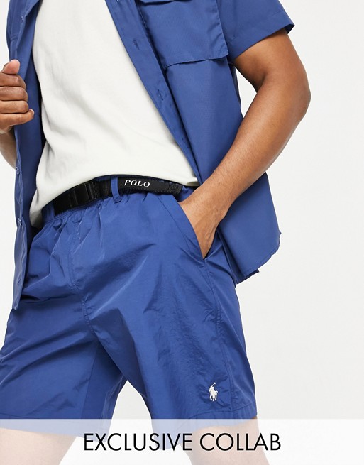 Polo Ralph Lauren x ASOS exclusive collab ripstop shorts in navy with belt fastening and pony logo