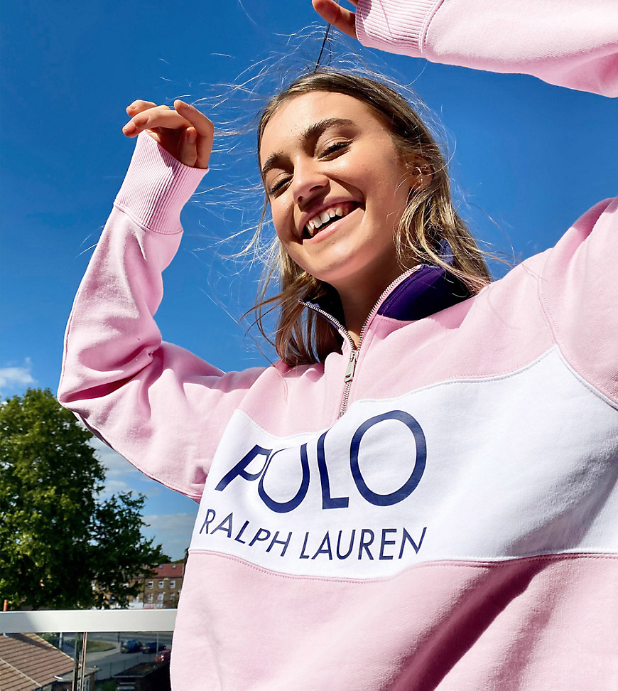 Polo Ralph Lauren x Asos – Exclusive Collab – Rosa tröja med halv dragkedja och logga