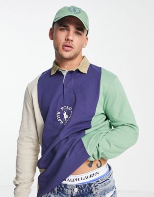 Polo Ralph Lauren x ASOS exclusive collab rugby polo shirt with chest circle logo in vertical stripe