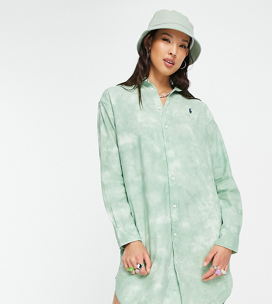 Polo Ralph Lauren x ASOS exclusive collab shirt dress in tie dye print-Multi