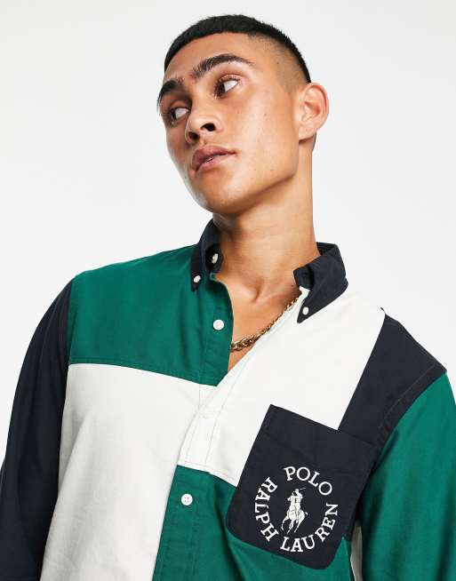 Polo Ralph Lauren x ASOS exclusive collab shirt in cream colour block with logo