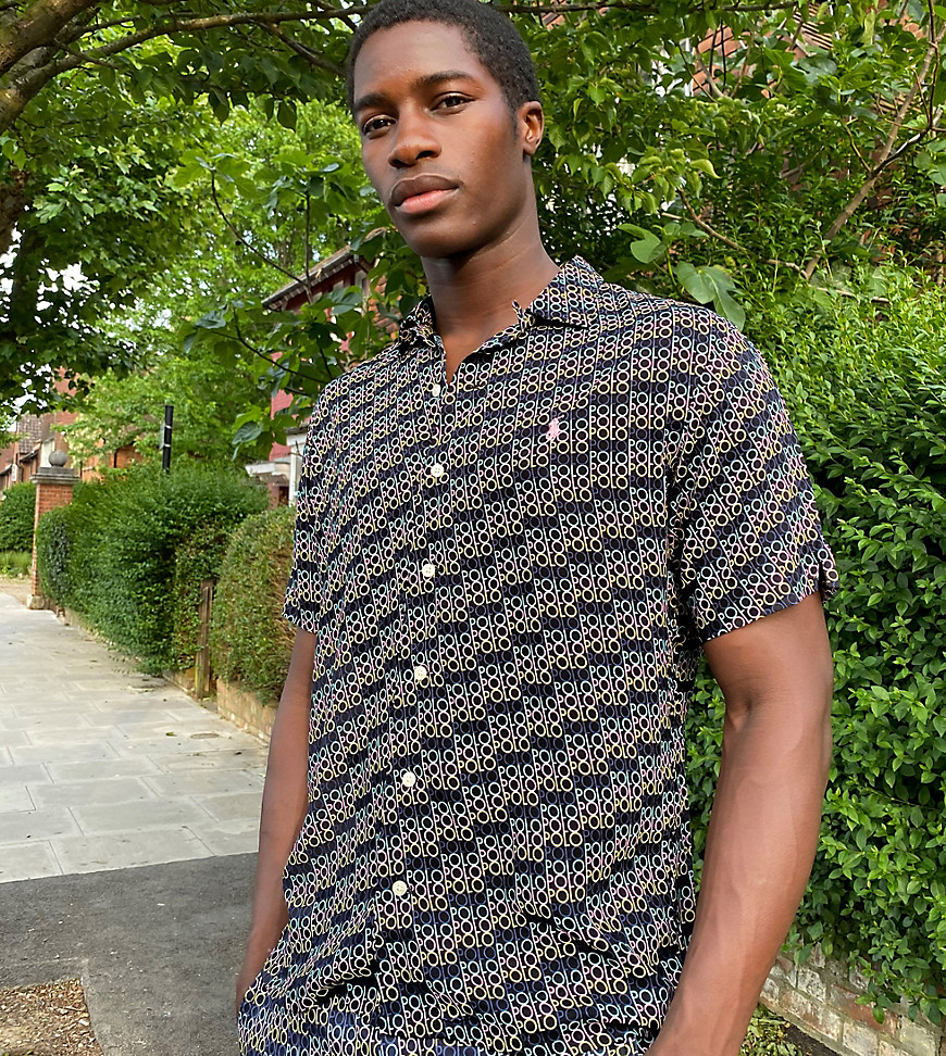 Polo Ralph Lauren x ASOS exclusive collab – Svart skjorta med heltäckande logga
