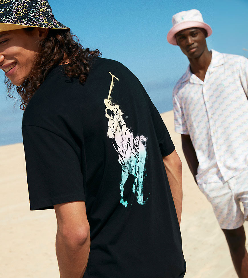 Polo Ralph Lauren x ASOS Exclusive Collab – Svart t-shirt i oversize med ponny-tryck baktill