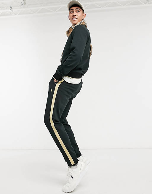 Polo Ralph Lauren x ASOS exclusive collab sweatpants in black with gold  side stripe and logo