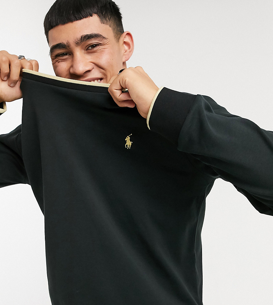 Polo Ralph Lauren x ASOS exclusive collab sweatshirt in black with gold tipping and logo