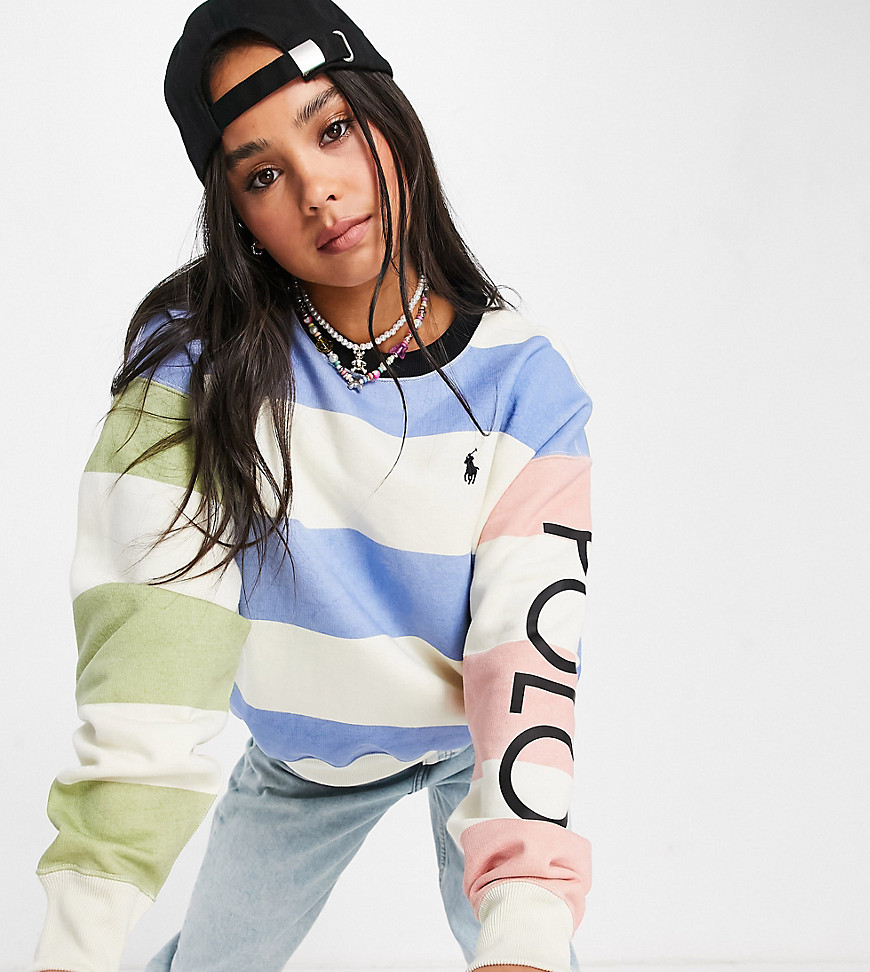 Polo Ralph Lauren x ASOS exclusive collab sweatshirt in color block stripe-Multi