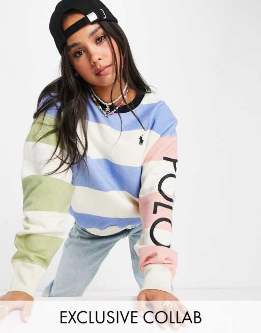 Polo Ralph Lauren x ASOS exclusive collab sweatshirt in color block stripe