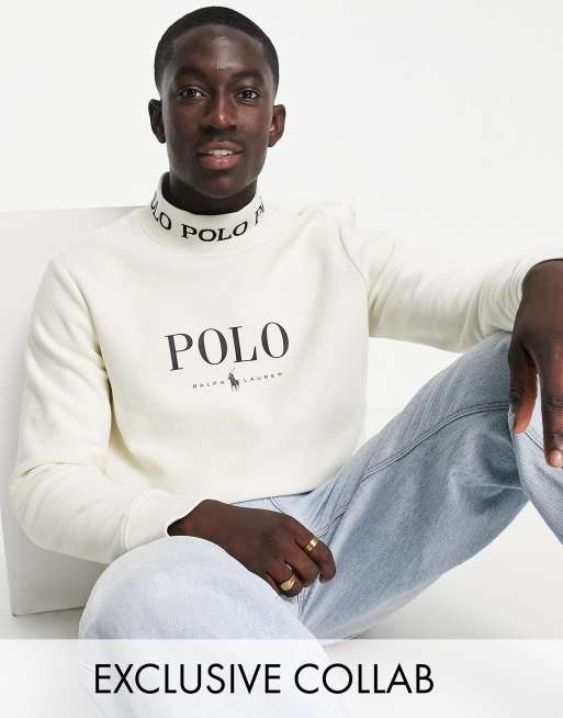 Polo Ralph Lauren x ASOS Exclusive collab sweatshirt in cream with chest  logo and neck logo taping