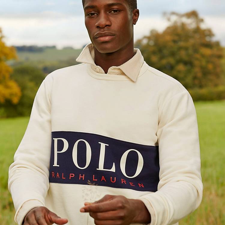 Polo Ralph x ASOS exclusive collab sweatshirt in with panel | ASOS