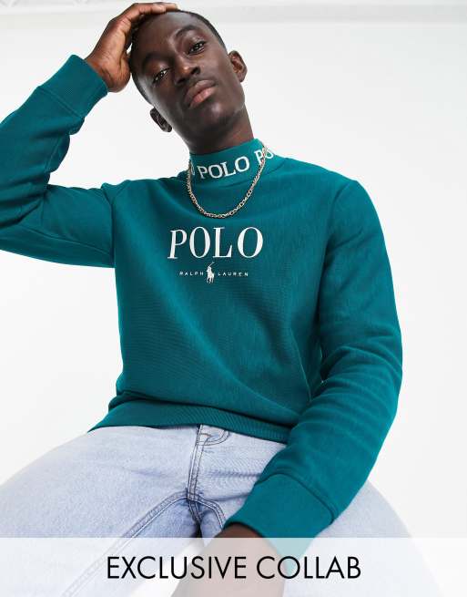 Polo Ralph Lauren x ASOS - Exclusive collab - Sweatshirt in groen met logo op de borst en logobies bij de hals