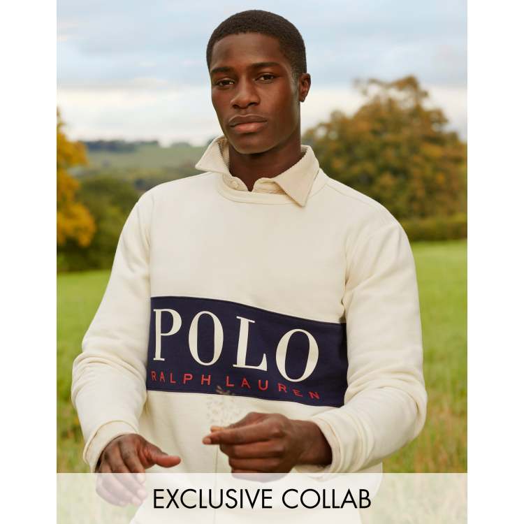 Polo Ralph Lauren x ASOS Exclusive Collab Sweatshirt mit Logoeinsatz auf Brusthohe in CremeweiB ASOS