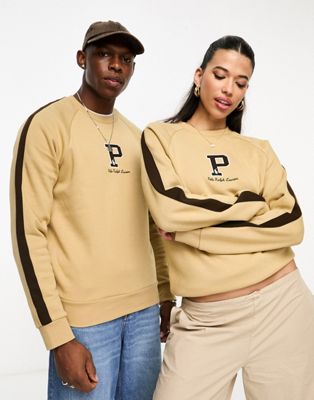 Polo Ralph Lauren x ASOS exclusive collab sweatshirt with central logo in tan - ASOS Price Checker