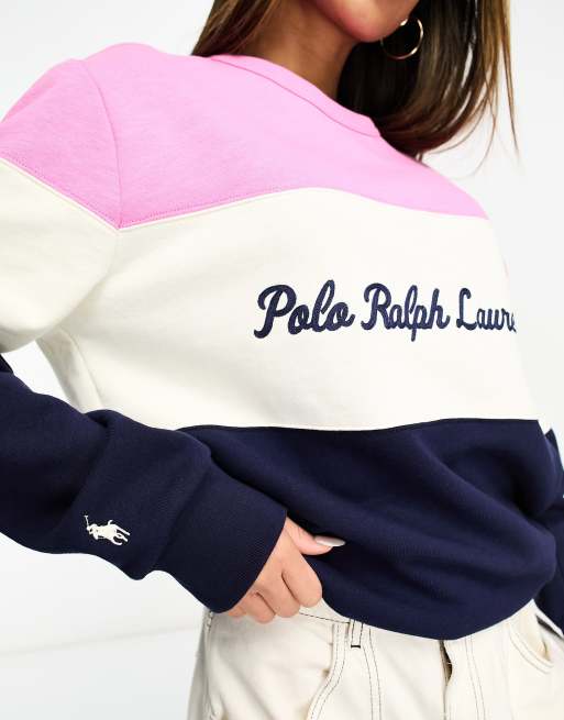 Polo Ralph Lauren x ASOS exclusive collab sweatshirt with chest logo panel in pink cream