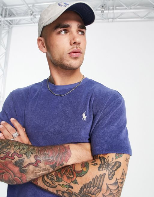 Polo Ralph Lauren x ASOS – Exclusive Collab – T-Shirt aus Frottee in  Marineblau mit Logoprint am Rücken