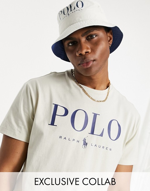 Polo Ralph Lauren x ASOS exclusive collab t-shirt in beige with chest logo