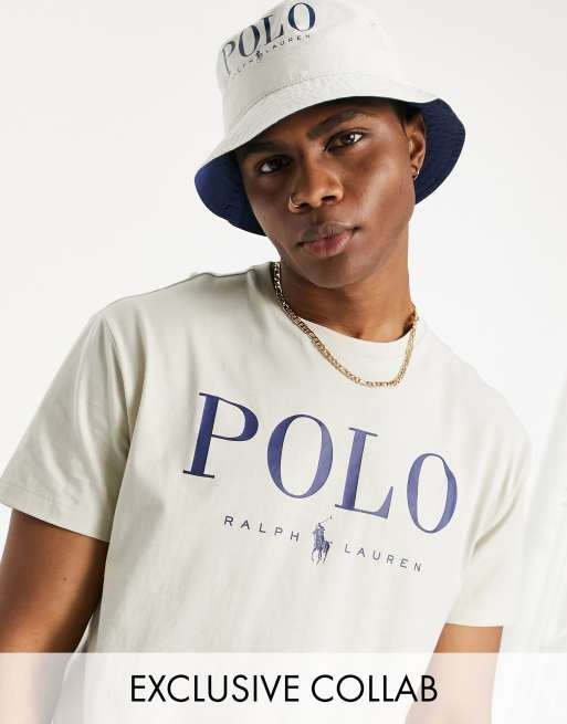 Polo Ralph Lauren x ASOS exclusive collab t-shirt in beige with chest ...