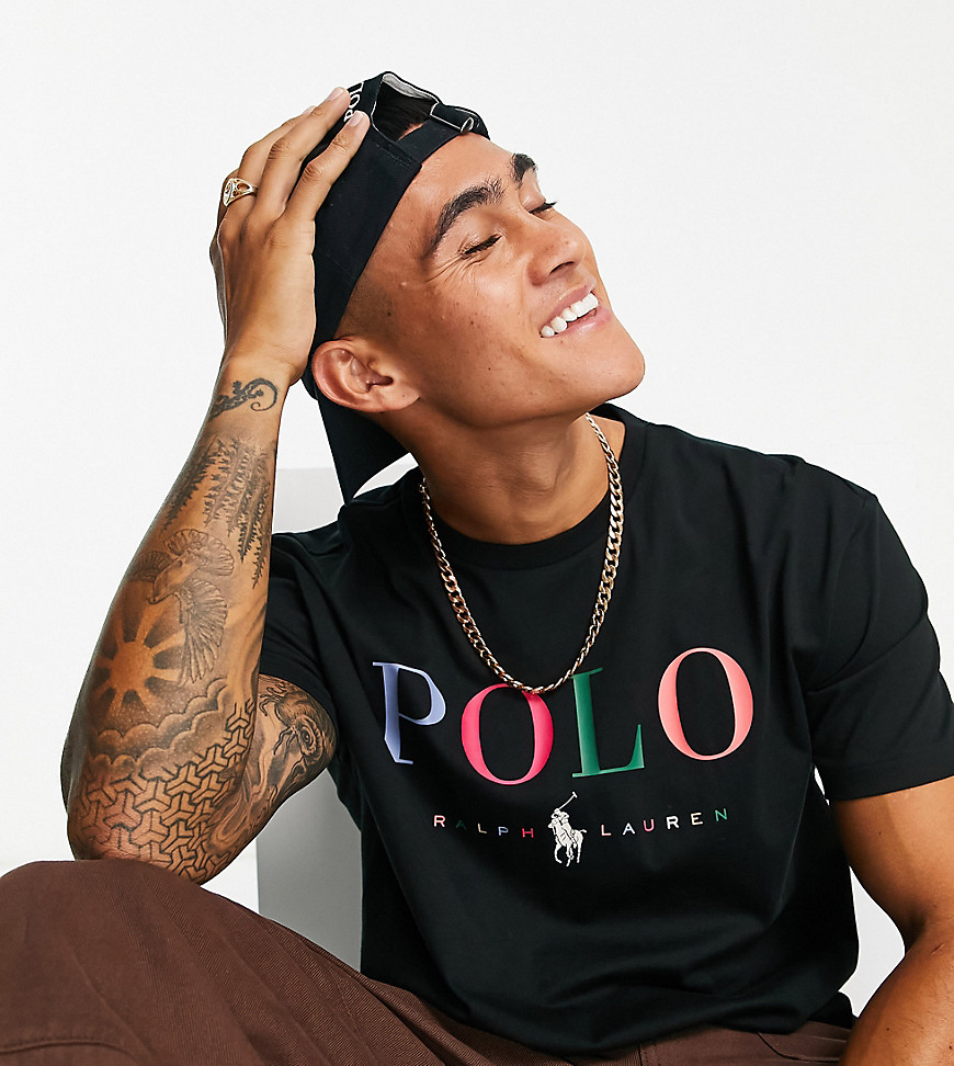Polo Ralph Lauren x ASOS exclusive collab t-shirt in black with multi color logo