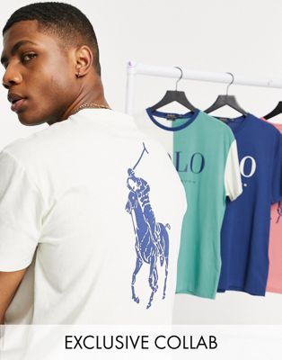 Polo Ralph Lauren x ASOS exclusive collab t-shirt in cream with backprint  pony logo