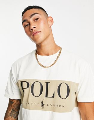Polo Ralph Lauren x ASOS exclusive collab t-shirt in cream with chest panel logo