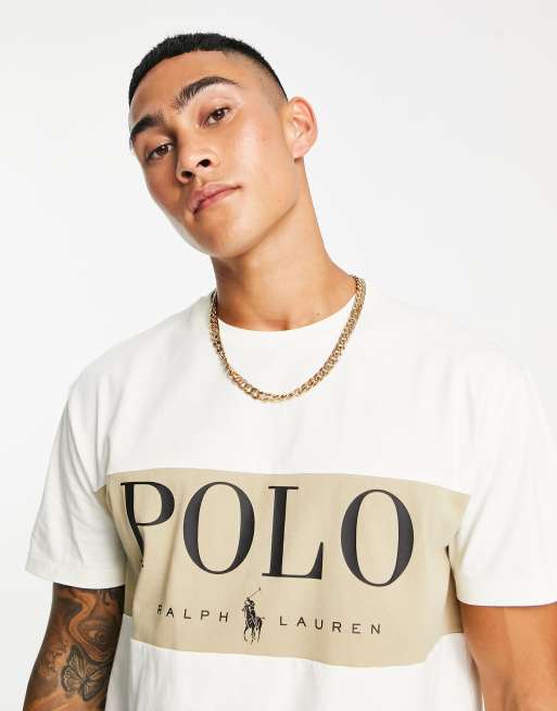 Polo Ralph Lauren x ASOS exclusive collab t shirt in cream with chest panel logo