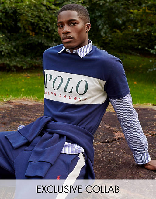 Polo Ralph Lauren x ASOS exclusive collab t-shirt in navy with chest ...