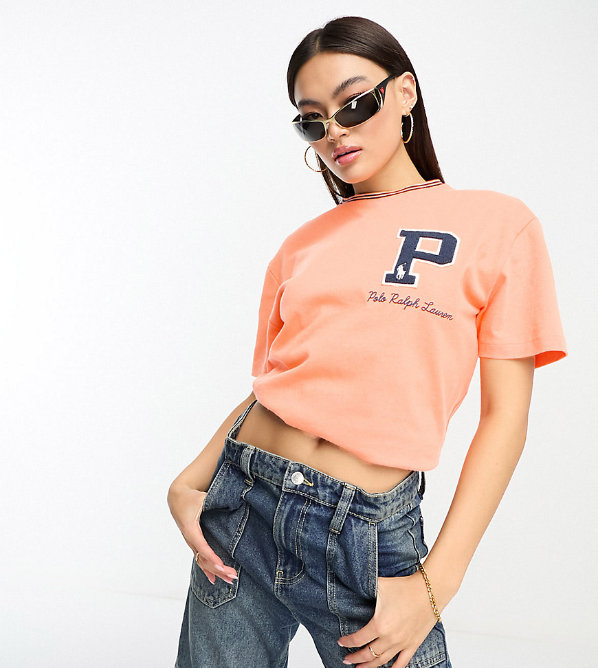 Polo Ralph Lauren x ASOS exclusive collab t-shirt in peach with logo-Pink