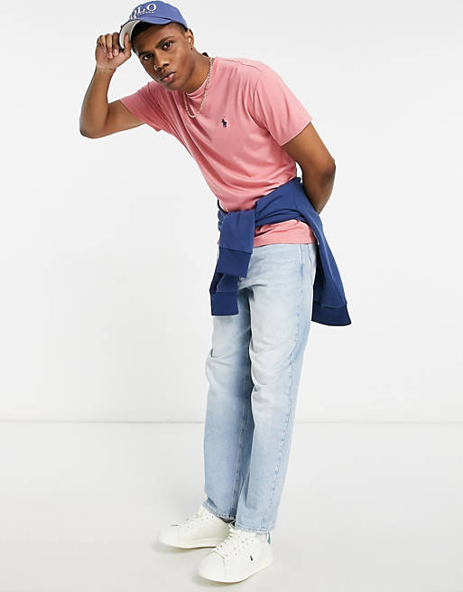 Polo Ralph Lauren x ASOS exclusive collab t-shirt in pink with backprint  pony logo