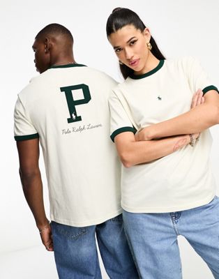 Polo Ralph Lauren x ASOS exclusive collab t-shirt with central pony and backprint logo in cream