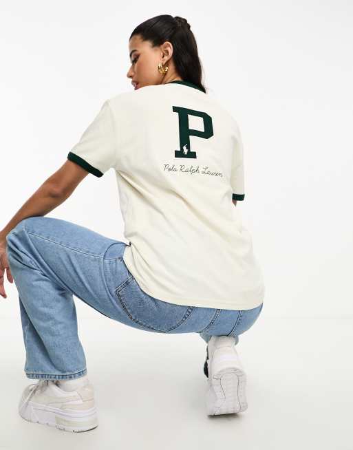 Polo Ralph Lauren x ASOS exclusive collab t-shirt with central pony and  backprint logo in cream