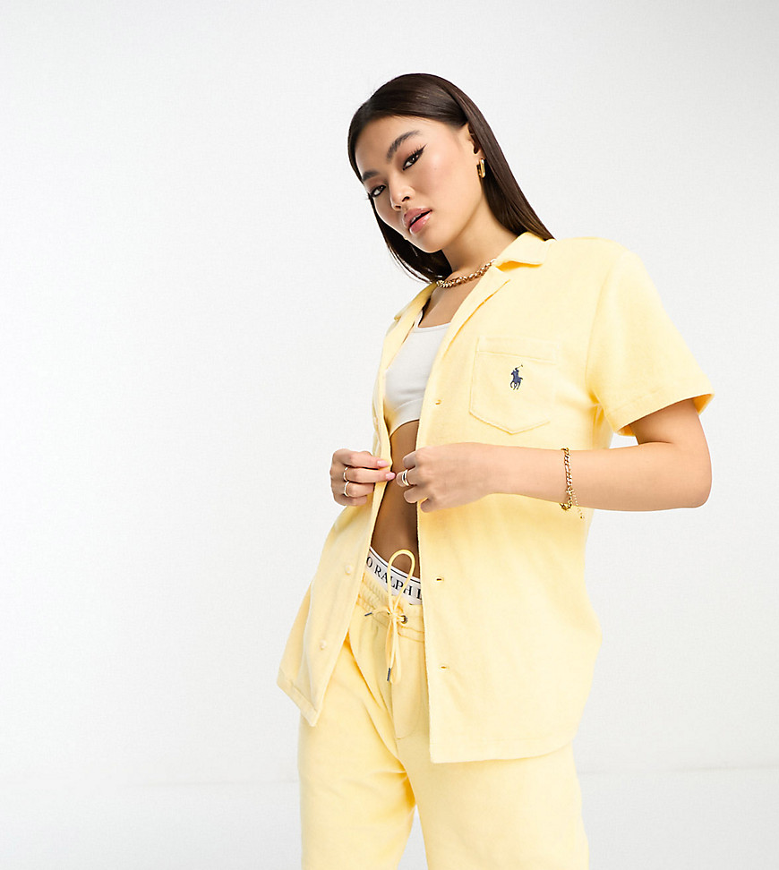 Polo Ralph Lauren x ASOS exclusive collab terry towelling revere collar shirt in yellow with back print logo